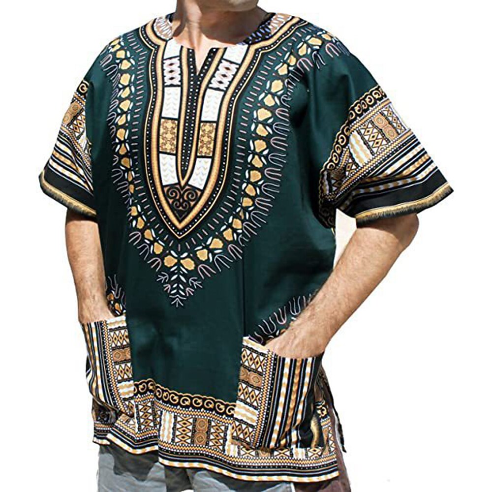 Herren Moderne afrikanische Outfits Übergröße Afrikanischer Druck Dashiki Maskerade Erwachsene oben Party Lightinthebox