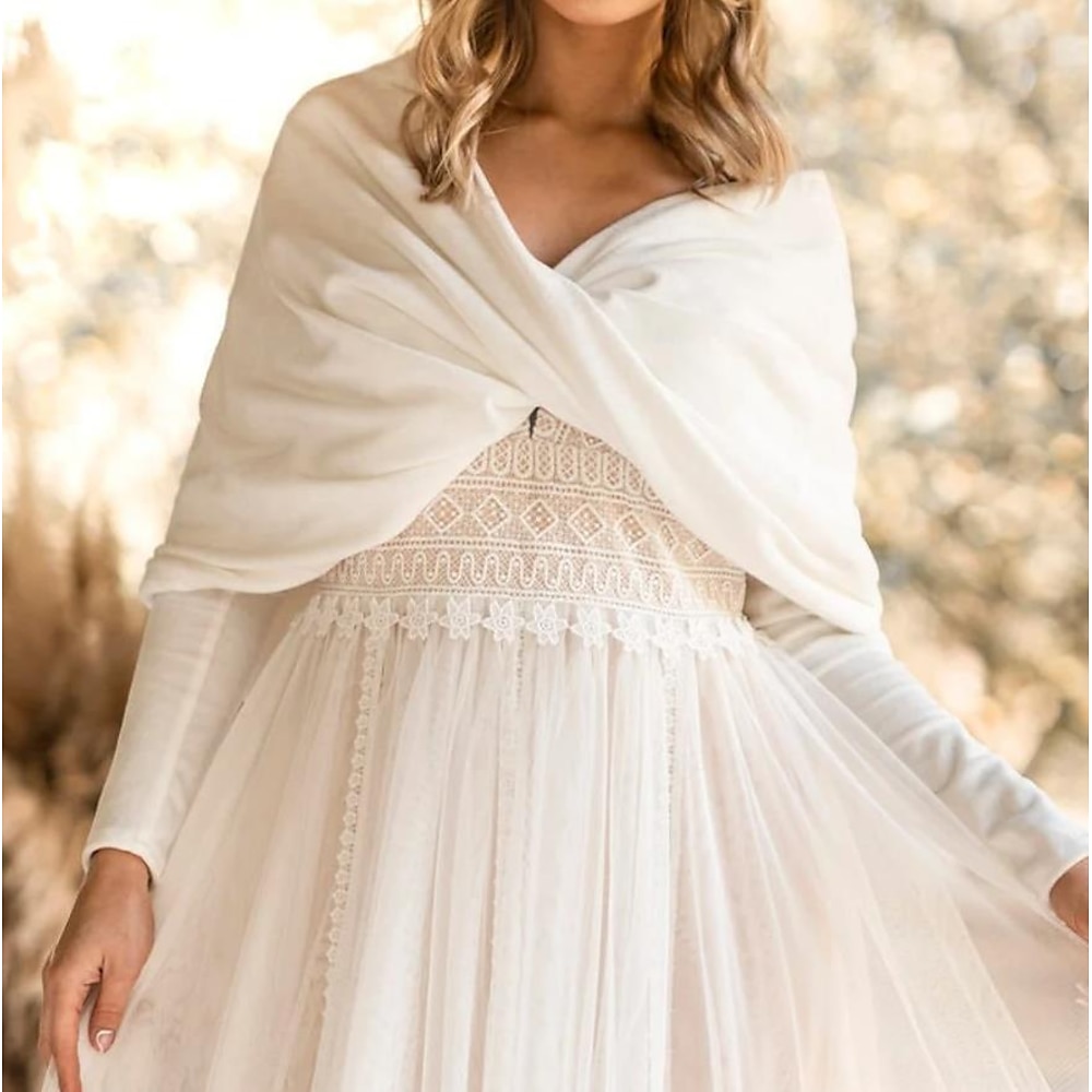 Damen Wickelbolero Brautwickel einfache elegante ärmellose Samt-Hochzeitswickel mit reiner Farbe für Abendparty Herbstamp;Winterkleid zum Beeindrucken 2025 Lightinthebox