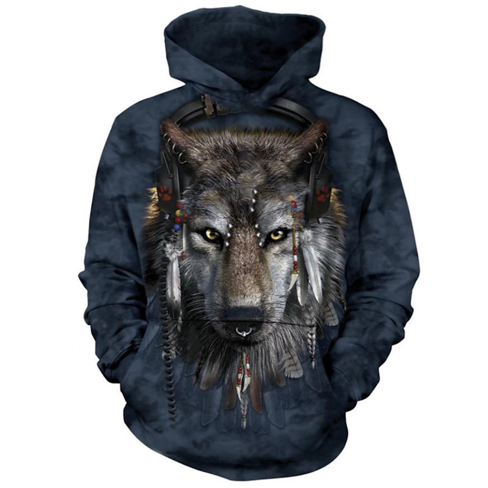 Jungen 3D Tier Wolf Kapuzenshirt Langarm 3D-Druck Frühling Herbst Aktiv Sport Modisch Polyester kinderkleidung 3-13 Jahre Outdoor Täglich Innen Regular Fit Lightinthebox