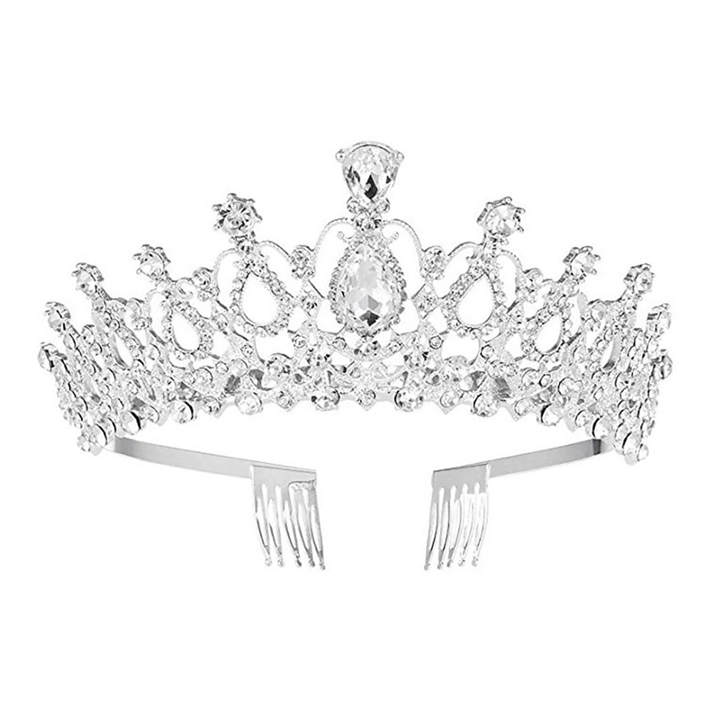 Didder Silber Kristall Tiara Kronen für Frauen Mädchen elegante Prinzessin Krone mit Kämmen Diademe für Frauen Braut Hochzeit Abschlussball Geburtstag Cosplay Halloween Kostüme Haarschmuck für Frauen Lightinthebox