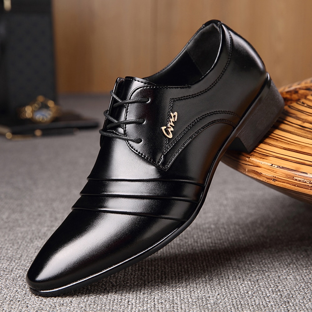 Schwarze Oxford-Abendschuhe aus Kunstleder für Herren, formelle Business-Schuhe mit Schnürung und elegantem Design - perfekt für das Büro und besondere Anlässe Lightinthebox