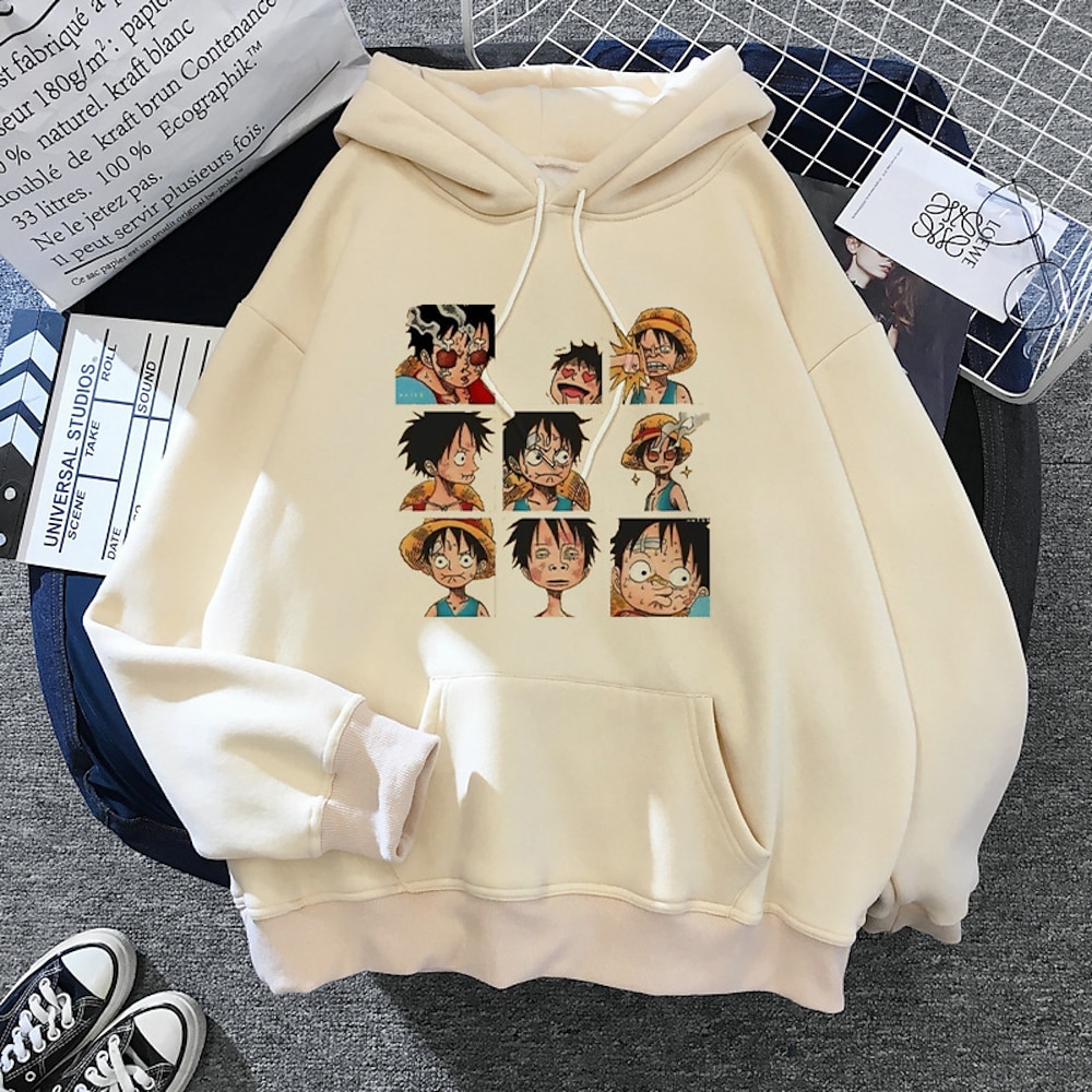 One Piece Affe D. Ruffy Kapuzenshirt Zeichentrick Manga Anime Harajuku Grafik Kawaii Für Paar Herren Damen Erwachsene Zurück zur Schule Heißprägen Lightinthebox