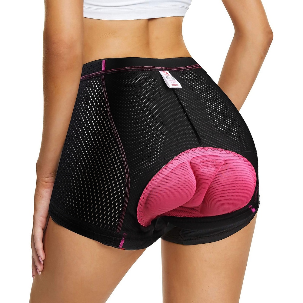 Damen Fahrradunterwäsche 3D gepolsterte Shorts Fahhrad Kurze Hose Mountainbike Shorts MTB Mountain Rennrad Sport 3D-Pad Schnelles Trocknung Atmungsaktiv Feuchtigkeitsabsorbierend Rosa Rot Polyester Lightinthebox