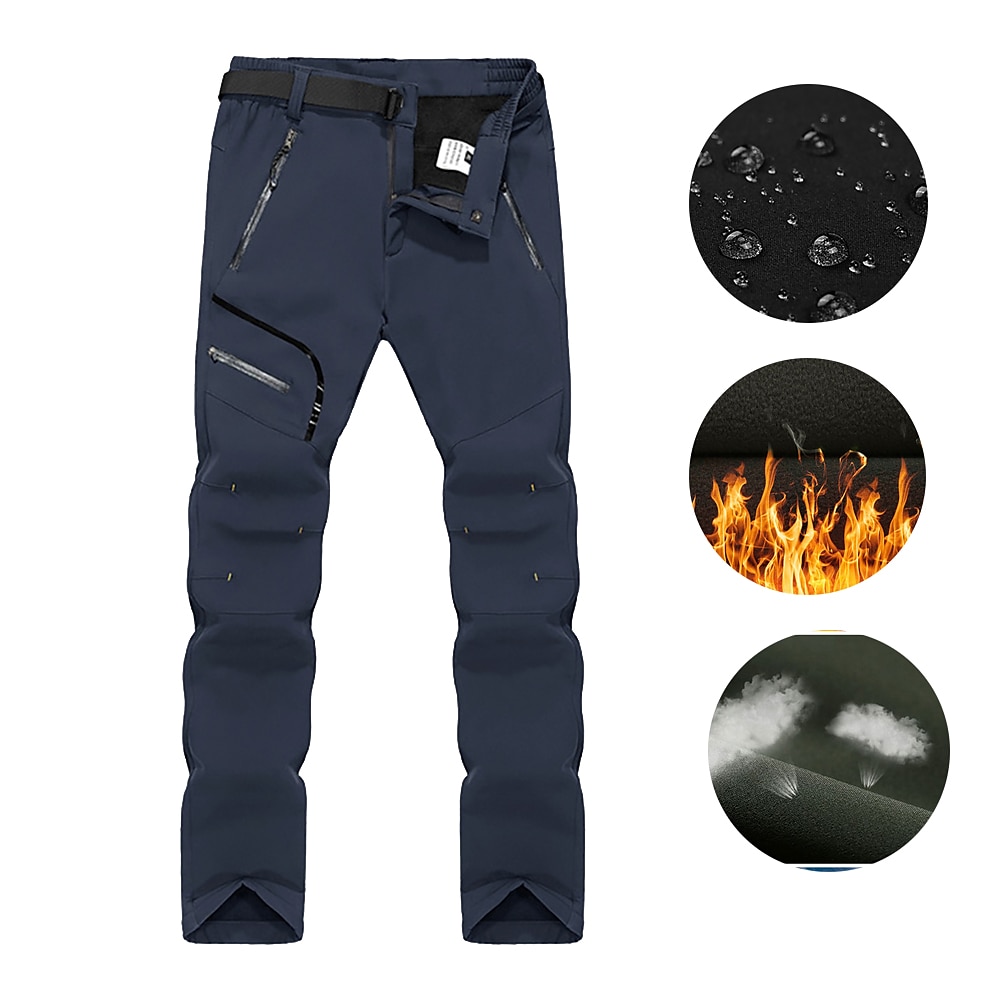 Herren Wanderhose Wanderhosen Arbeitshose Fleece-gefütterte Hose Winter Außen warm halten Ripstop Windundurchlässig Atmungsaktiv Hosen / Regenhose Unten Dunkelgrau Schwarz Vlies Campen und Wandern Lightinthebox