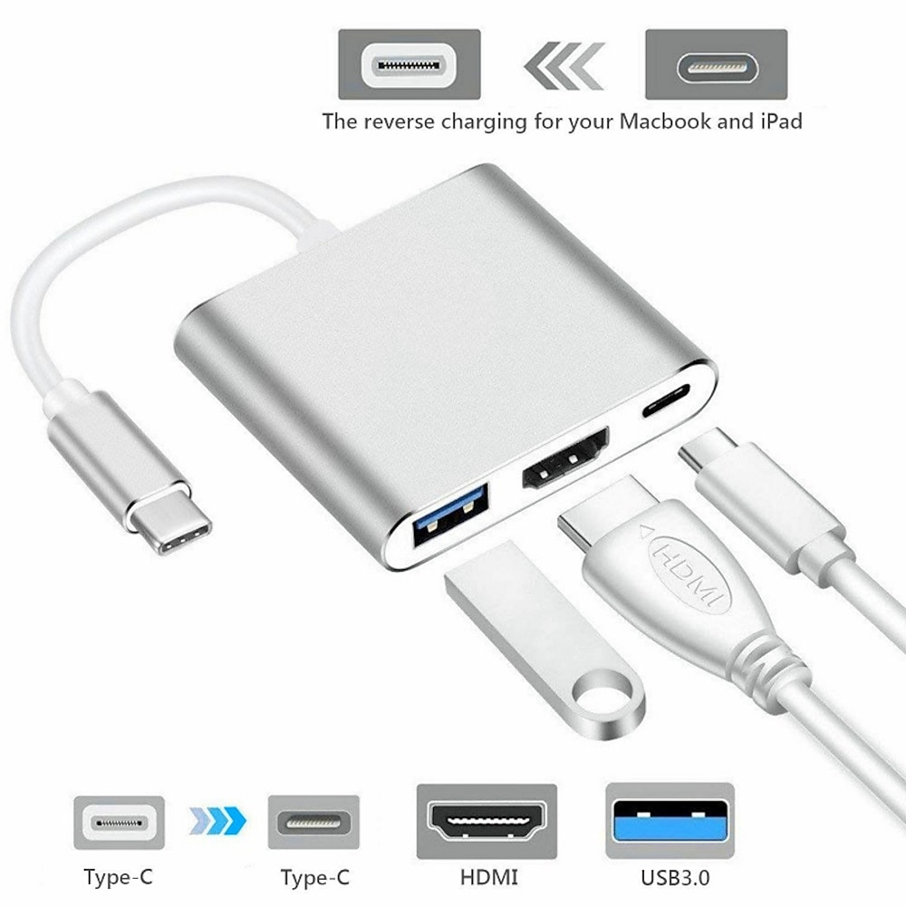 LITBest USB 3.0 USB C Naben 6 Häfen OTG USB-Hub mit HDMI 1.4 USB 3.0USB C USB3.0 1 Stromversorgung Für Lightinthebox