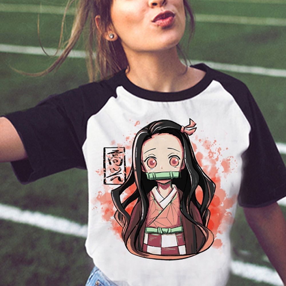 Kamado Nezuko Kamado Tanjiro T-Shirt-Ärmel Anime Zeichentrick Anime 3D Grafik Streetstyle Für Paar Herren Damen Erwachsene Zurück zur Schule 3D-Druck Lightinthebox