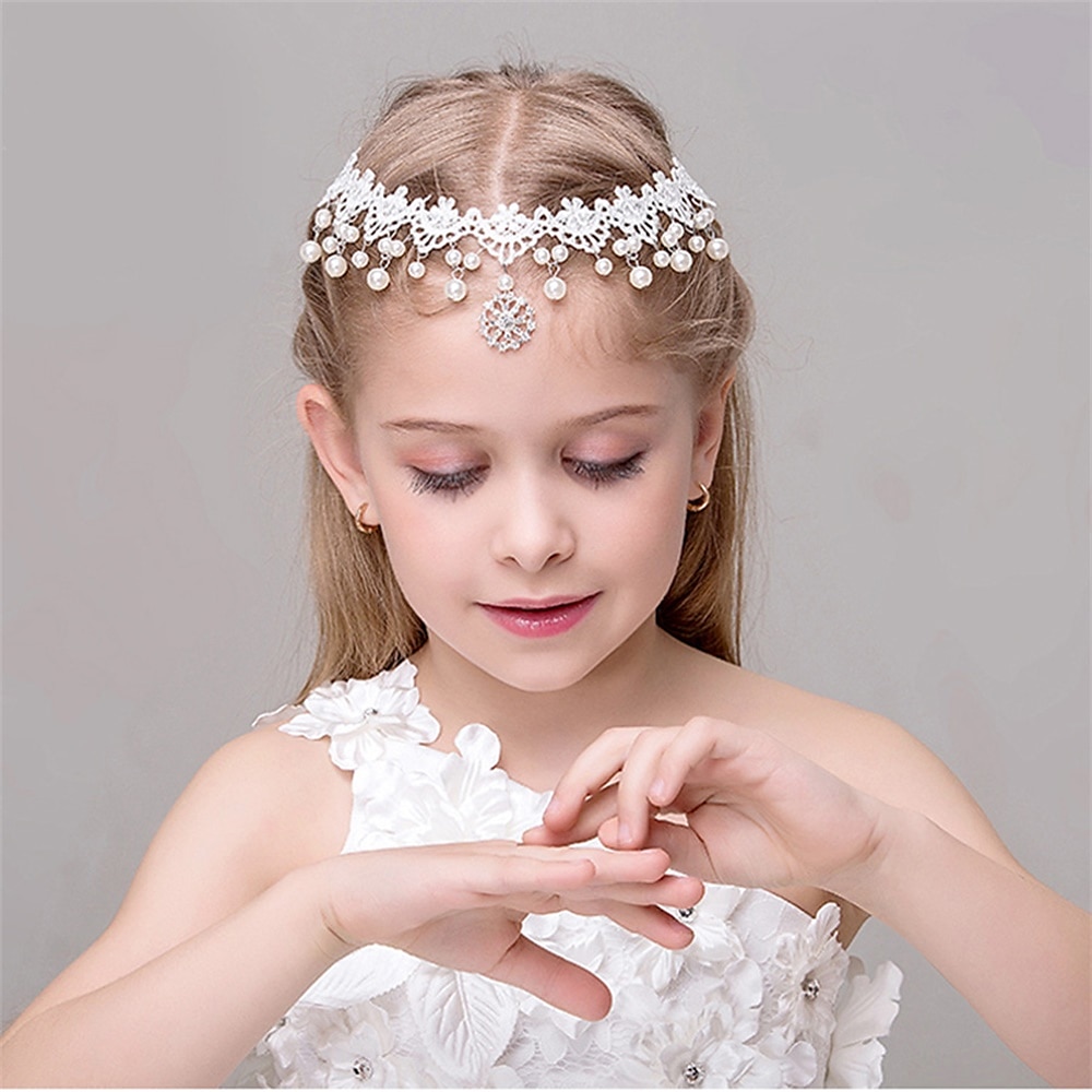 Kinder Tiara Prinzessin Stirn Kopf Kette Mädchen Haarschmuck Haarnadel Blumenmädchen Kleid Zubehör Geburtstag Show Krone Anhänger Lightinthebox