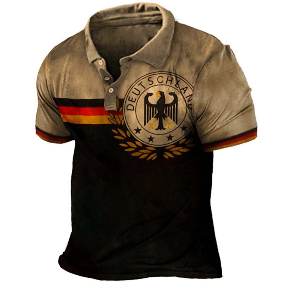 Herren Patriotisch Deutsche Flagge Poloshirts Golfhemd Kurzarm Polo-Shirts Hemden mit Kragen Brautkleider schlicht Strassenmode Urlaubskleidung Party-Outfits Knopf 3D-Druck Rote Grün Khaki Lightinthebox