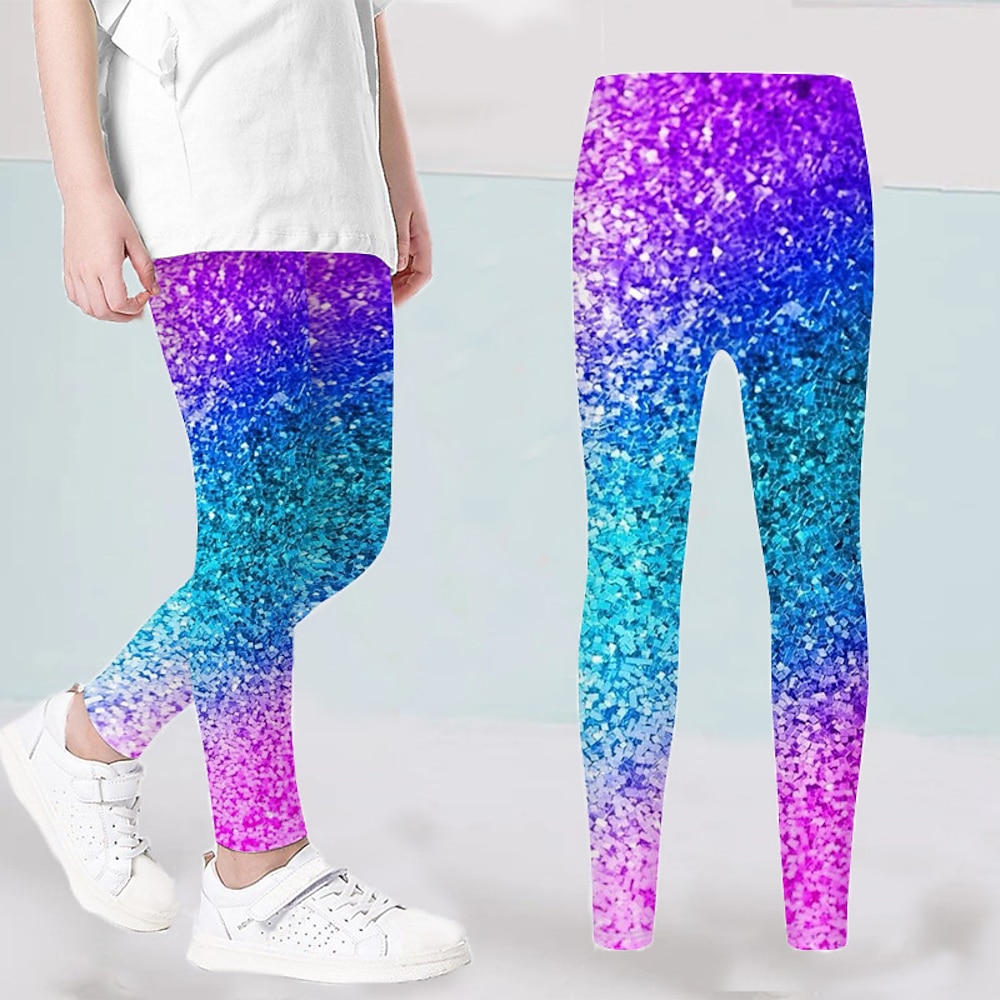 Kinder Mädchen Hose Gamaschen Grün Purpur Graphic Herbst Winter 3D-Druck Strasse 3-12 Jahre Lightinthebox