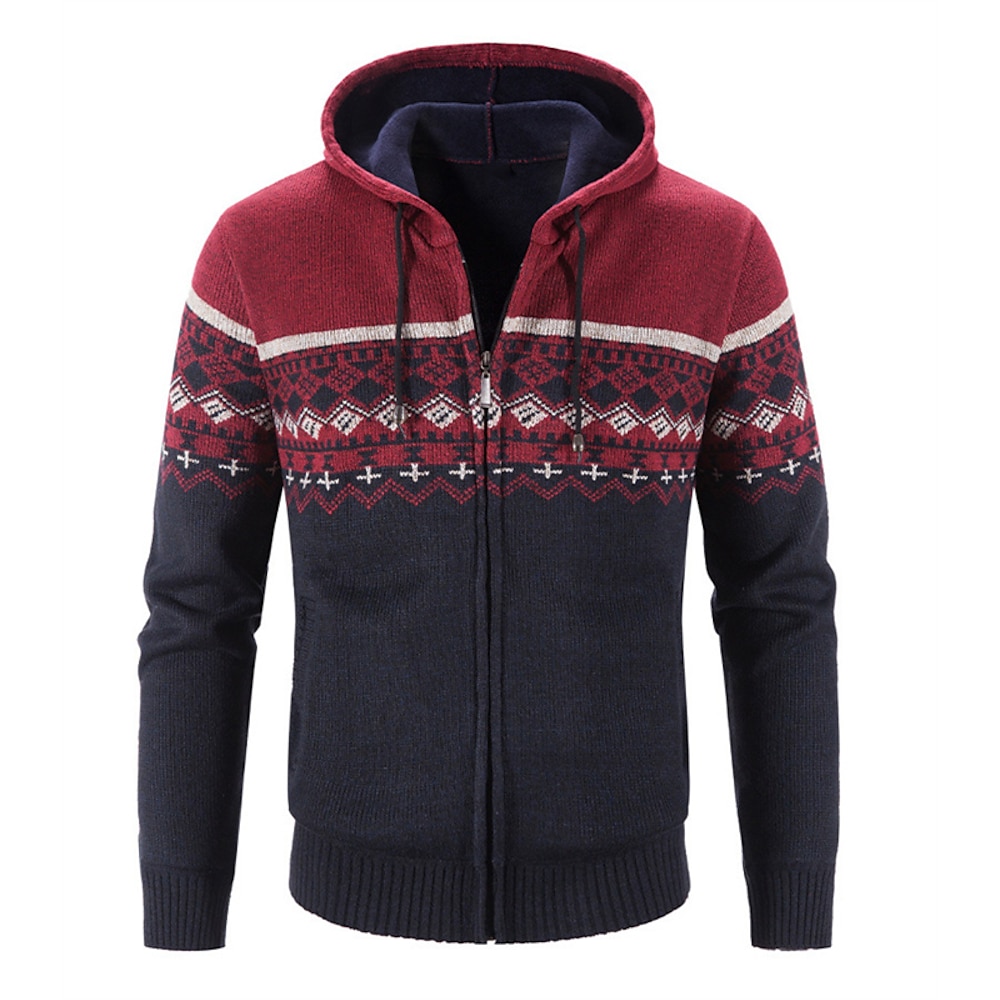 Herren Pullover Strickjacke Zip Pullover Reißverschluss Pullover Jacke Fleece Pullover Grobstricken Stricken Cropped Zip Strick Bogengimpe Mit Kapuze Basic Stilvoll Outdoor Täglich Bekleidung Winter Lightinthebox