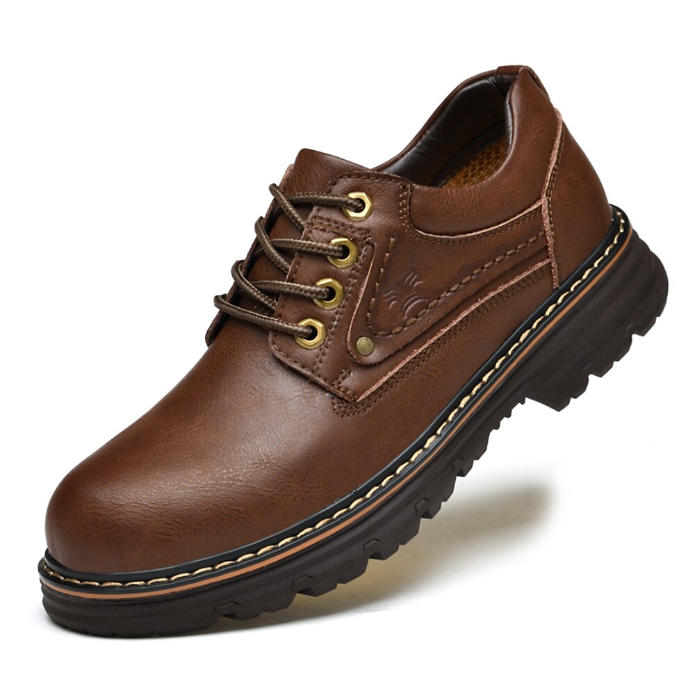 Herren Outdoor Arbeitsturnschuhe Vintage Geschäftlich Klassisch Täglich Büro Karriere Leder Wasserdicht Rutschfest Schnürsenkel Schwarz Braun Herbst Winter Lightinthebox