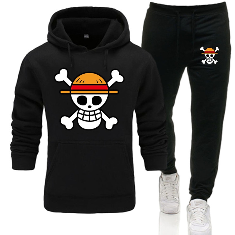 One Piece Film: Rot Affe D. Ruffy Hosen Austattungen Kapuzenshirt Anime Vordertasche Grafik Für Paar Herren Damen Erwachsene Heißprägen Lightinthebox