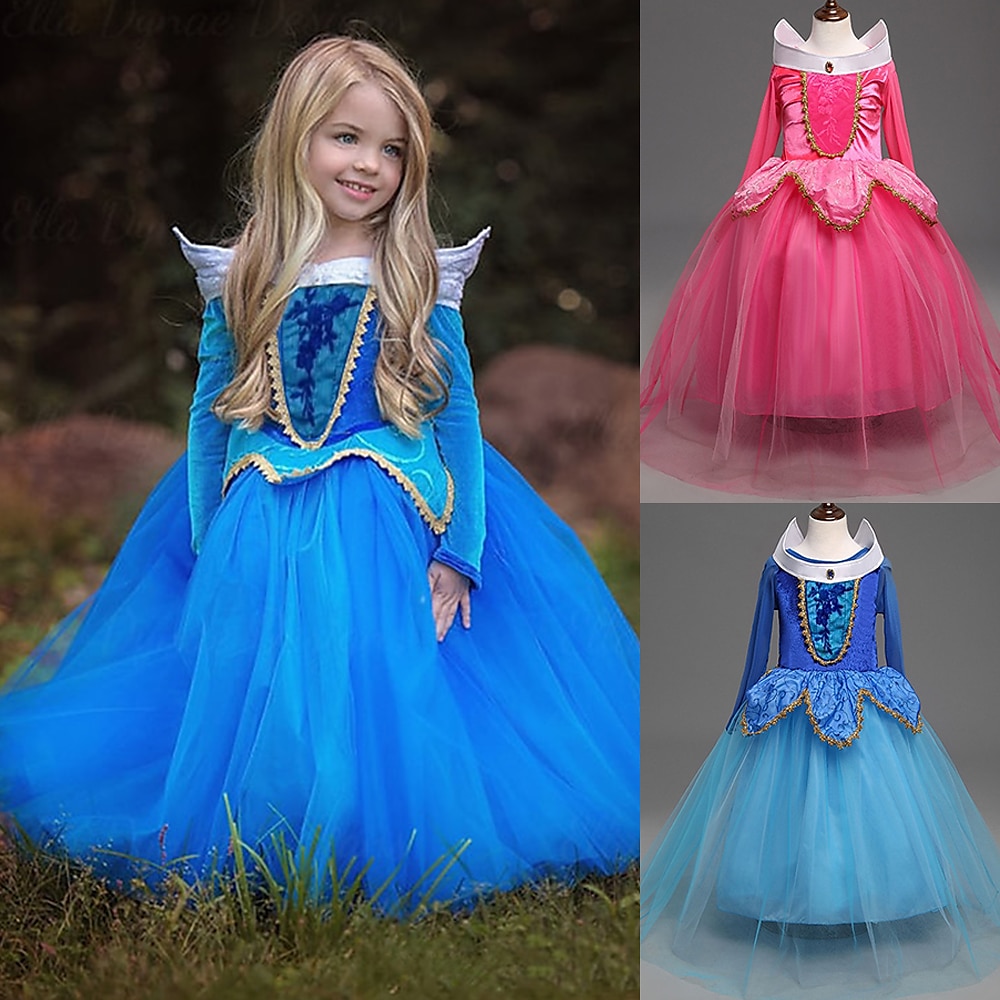 Aschenputtel Prinzessin Aurora Kleid Blumenmädchen Kleid Mädchen Film Cosplay A-Linie Urlaubskleid Weihnachten Maskerade Lightinthebox