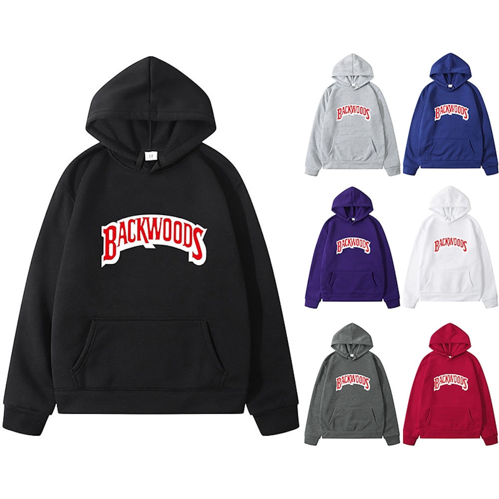 Herren Buchstabe Hoodie Sweatshirt Kapuze Hoodies Pullover Hoodie Sweatshirt Kapuze Langarm Sweatshirt mit Kapuze Mit Kapuze Cool Ausgehen Scharlachrot vorher und nachher Groß rot vor groß Winter Lightinthebox