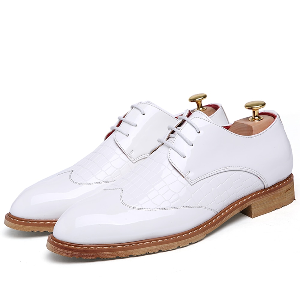 Herren Outdoor Derby-Schuhe Bullock Schuhe Abendschuhe Wingtip-Schuhe Geschäftlich Hochzeit Party Abend PU Schnürsenkel Schwarz Weiß Sommer Frühling Lightinthebox