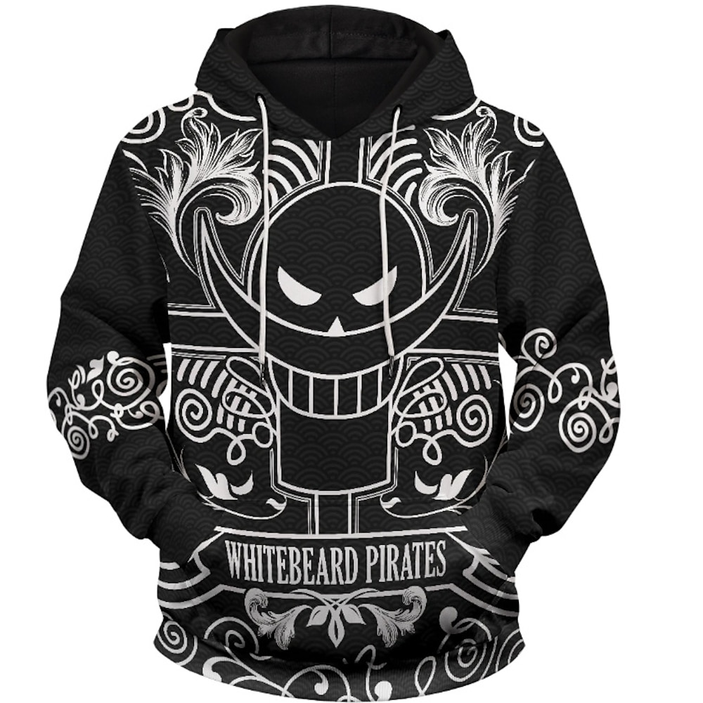 One Piece Film: Rot Edward Newgate Whitebeard-Piraten Kapuzenshirt Zeichentrick Manga Anime 3D Vordertasche Grafik Für Paar Herren Damen Erwachsene 3D-Druck Lightinthebox