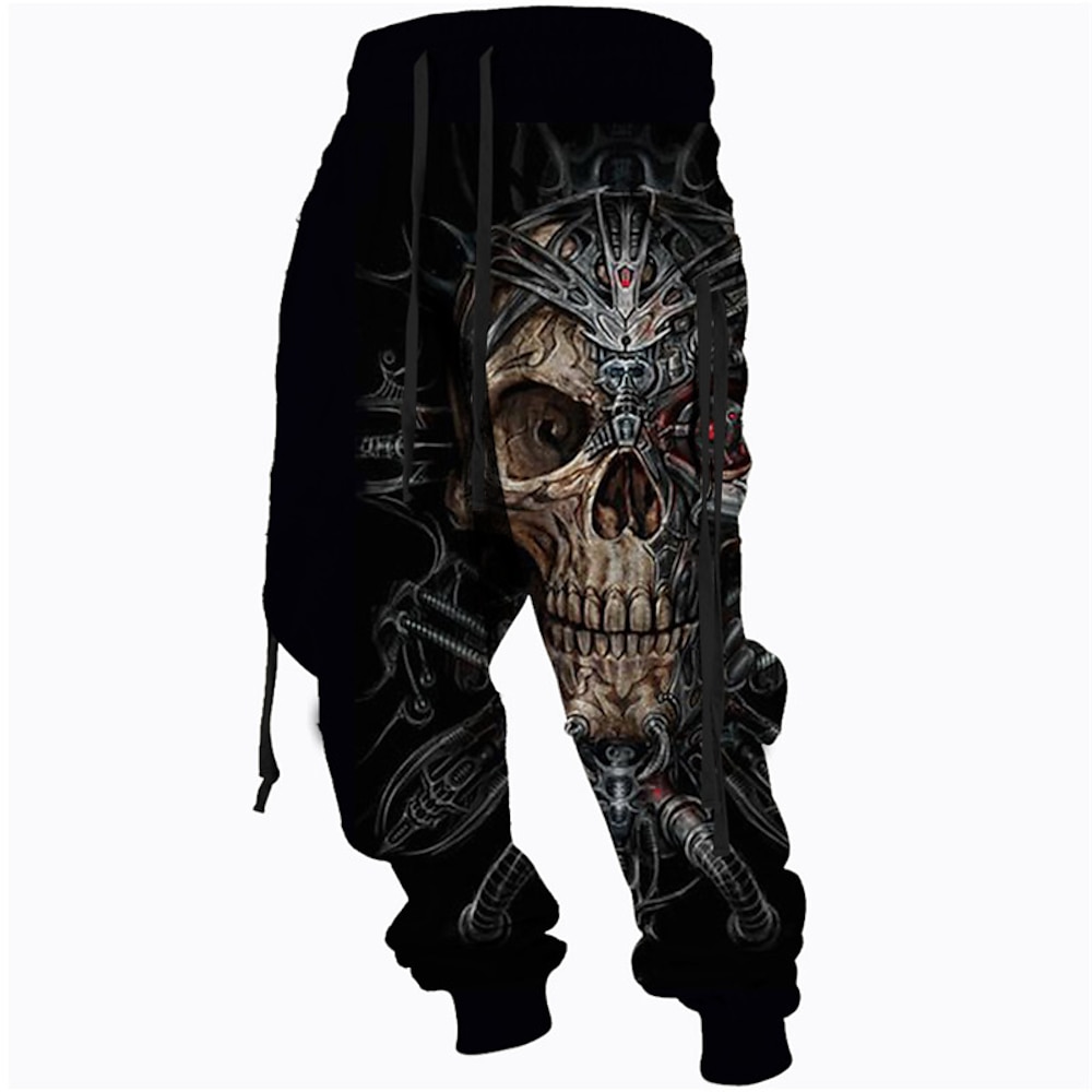 Herren Jogginghose Trainingshose Jogginghose Jogger Hose Hosen Kordelzug Seitentaschen Elastische Taille Totenkopf Motiv Grafik-Drucke Komfort Atmungsaktiv Sports Outdoor Casual Täglich Lightinthebox