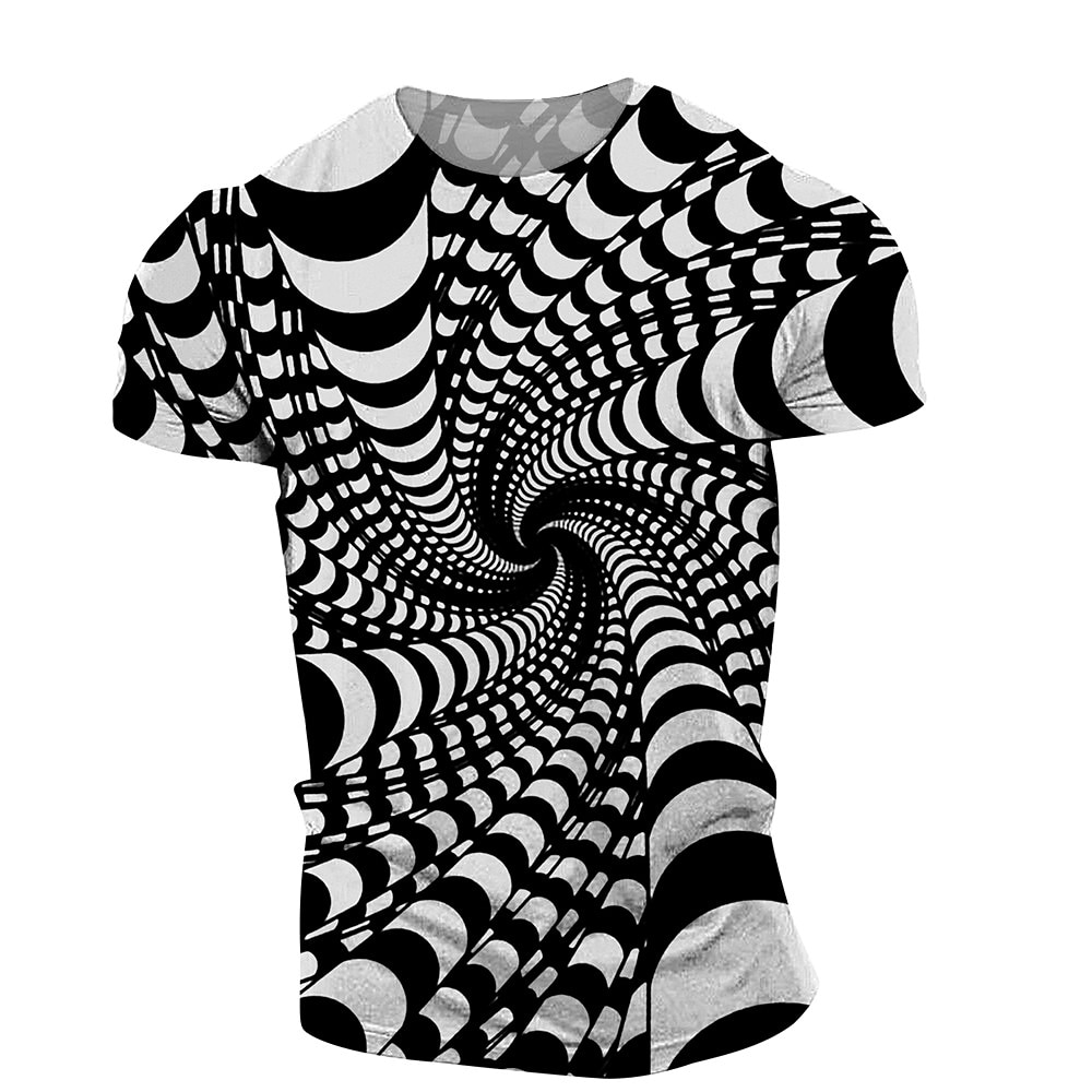 Herren Graphic 3D Hemd T Shirt Kurzarm T-Shirt Rundhalsausschnitt Hemd Strassenmode Übertrieben Casual Schwarz Hellgrün Rosa Sommer Bekleidung Übergröße S M L XL XXL 3XL Lightinthebox