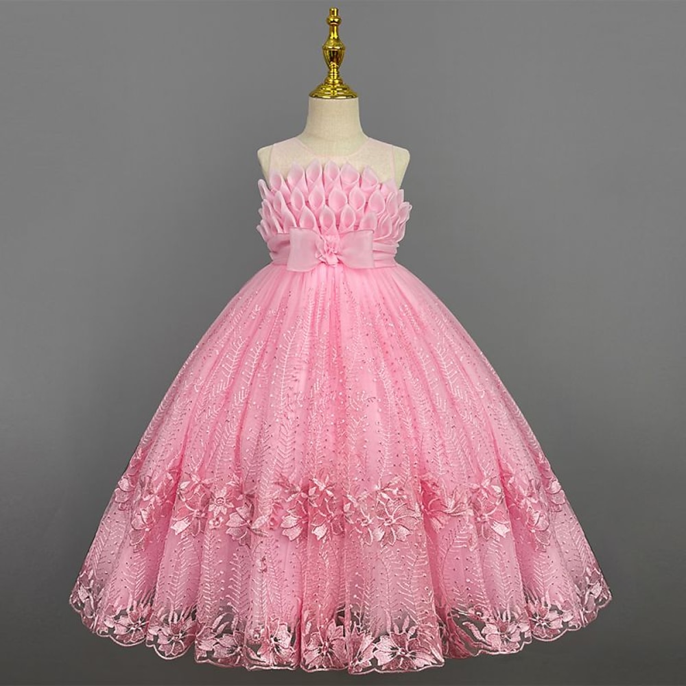 kinderkleidung Mädchen Blumenmädchen Kleid Kleid Einfarbig Ärmellos Leistung Hochzeit Party Prinzessin Süß Baumwolle Maxi Rosa Prinzessinnenkleid A Linie Kleid Blumenmädchenkleid Sommer Frühling 3-12 Lightinthebox