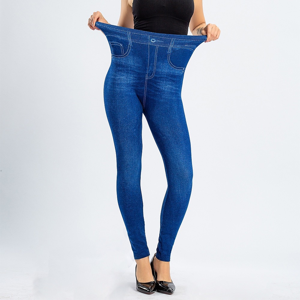 damen mode strumpfhose leggings knöchellang hose lässig wochenende dehnbar einfarbig bauchkontrolle po-lift hohe taille skinny blau 2xl Lightinthebox