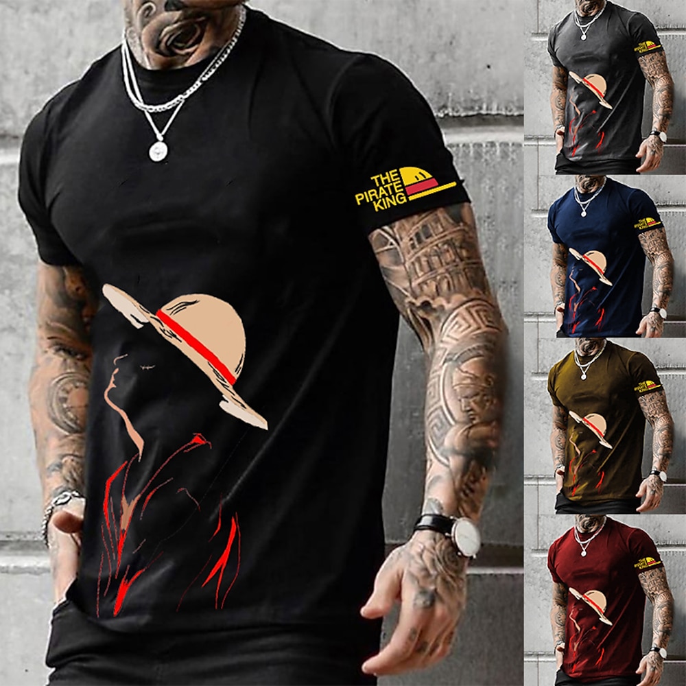 One Piece Affe D. Ruffy T-Shirt-Ärmel Anime Zeichentrick Anime 3D Klassisch Streetstyle Für Paar Herren Damen Erwachsene 3D-Druck Lightinthebox