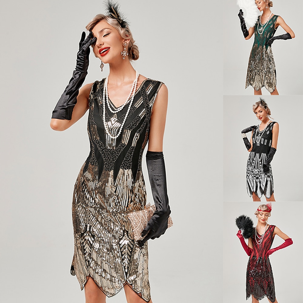 Brüllen 20s 1920s Cocktailkleid Flapper Kleid Kleid Maskerade Der große Gatsby Charleston Damen Pailletten Normal Halloween Karneval Maskerade Karnival Hochzeit kleid hochzeitsgast Erwachsene Kleid Lightinthebox