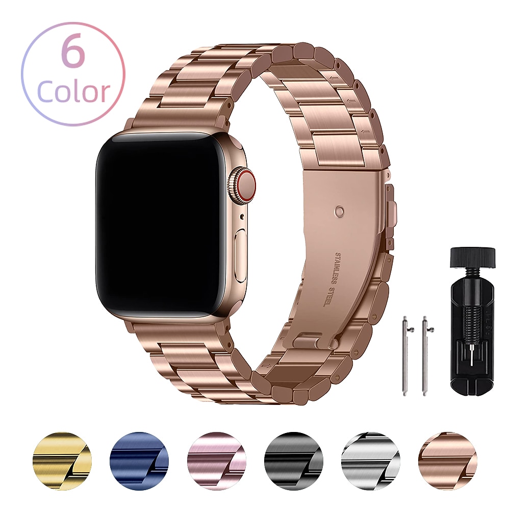 Gliederarmband Kompatibel mit Apple Watch Armband 38mm 40mm 41mm 42mm 44mm 45mm 49mm Schnalle Luxus Metallverschluss Edelstahl Ersatzarmband für iwatch Serie Ultra 8 7 6 5 4 3 2 1 SE Lightinthebox