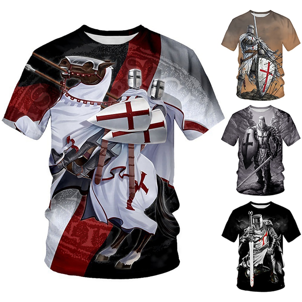 Der letzte Templer Kreuzritter Tempelritter Kreuzritter T-Shirt-Ärmel Zeichentrick Manga Anime 3D Grafik Für Paar Herren Damen Erwachsene 3D-Druck Lightinthebox