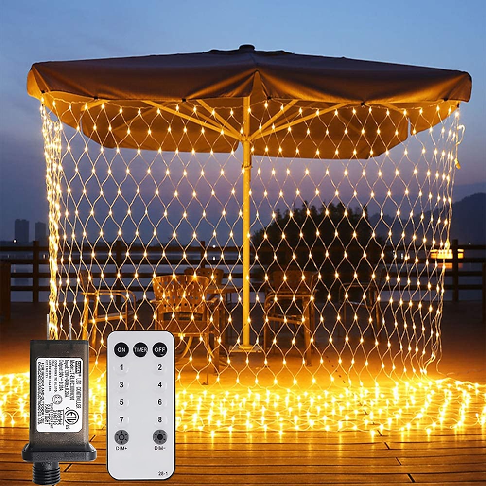 Netzlichter Outdoor-Weihnachtsdekorationen 9 Farben 8 Modi Fernbedienung wasserdicht anschließbar 6m x 4m / 3m x 2m/ 1,5m x 1,5m für Gartenparty-Dekoration im Freien (lila rot) 672/192/96LEDs 31V Lightinthebox