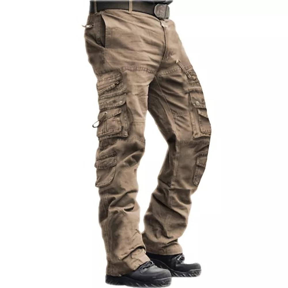 Herren Cargohose Cargohosen Cargohose Taktische Hose Taktisch Arbeitshose Multi Pocket Gerade geschnitten Glatt In voller Länge Taktisch Schwarz Kaki Mikro-elastisch Lightinthebox