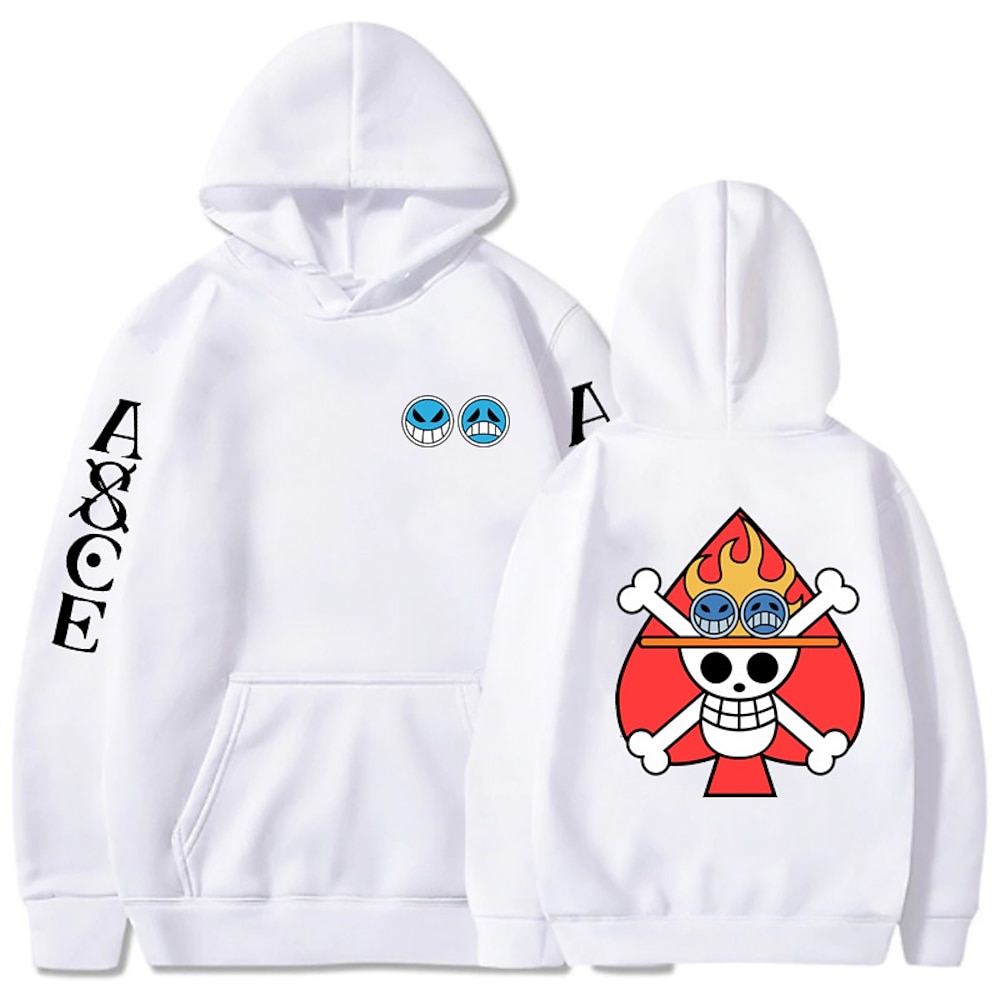 One Piece Portgas·D· Ass Kapuzenshirt Anime Zeichentrick Anime Vordertasche Grafik Für Paar Herren Damen Erwachsene Heißprägen Lightinthebox