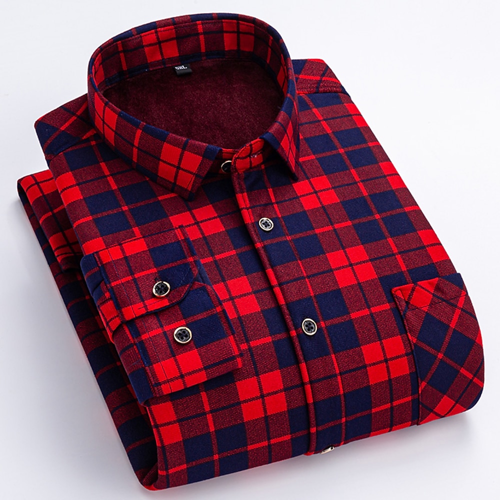 Herren Oberhemd Knopfhemd Flanelljacke Flanell Hemden Kariertes Hemd trachtenhemd Kragenhemd Gelb Rote Blau Grün Langarm Schottenstoff Umlegekragen Frühling Herbst Winter Hochzeit Arbeit Bekleidung Lightinthebox