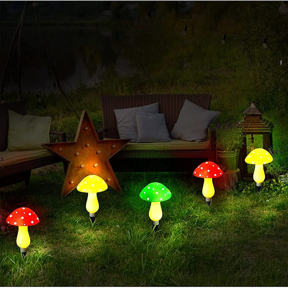 Outdoor-Solar-Garten-Pilz-Lichter 8 Modi 6pcs Pilze Outdoor-Gartendekoration wasserdicht für Hof-Rasen-Pfad-Landschaftsdekoration Solar-Rasen-Licht Lightinthebox