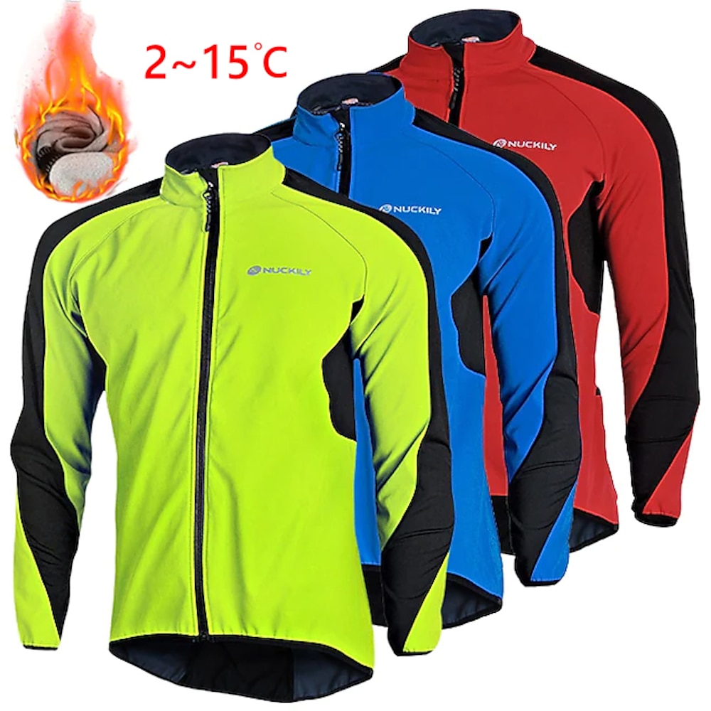 Nuckily Herren Fahrradjacke Radjacke Winter warm halten Windundurchlässig Atmungsaktiv Reflexstreiffen Fahhrad Jacke Windbreaker Windjacke MTB Mountain Rennrad Radfahren in der Stadt Grün Rot Blau Lightinthebox