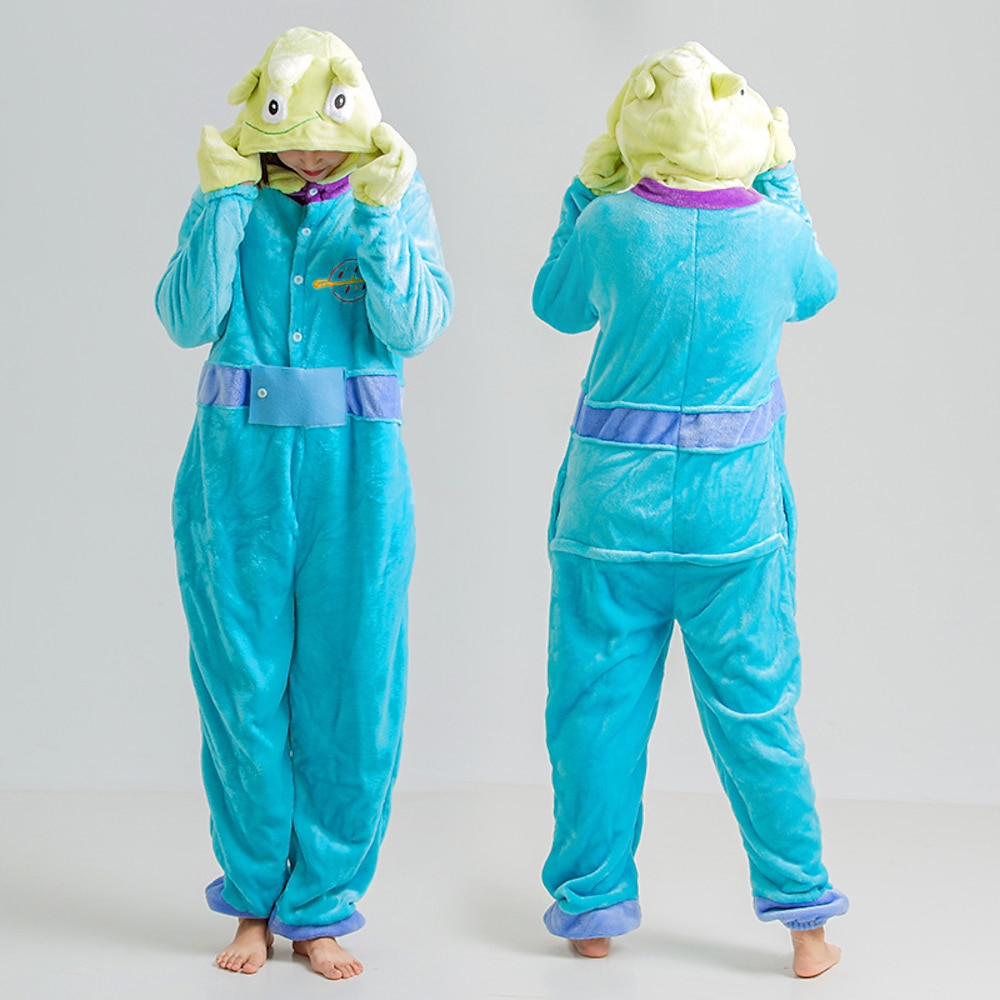 Kinder Erwachsene Kigurumi-Pyjamas Alien Zeichen Pyjamas-Einteiler Flanell Cosplay Für Herren und Damen Jungen und Mädchen Karneval Tiernachtwäsche Karikatur Fest / Feiertage Kostüme Lightinthebox