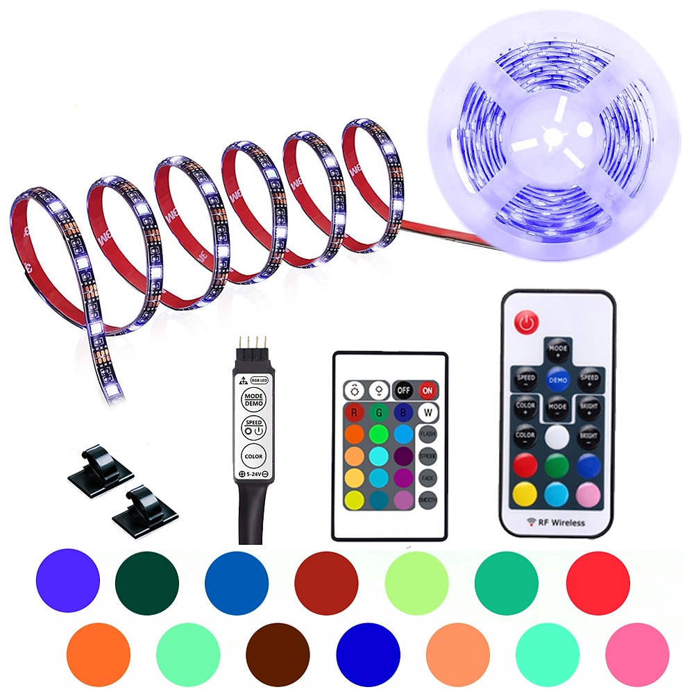 usb led streifen lichter rgb farblichtleiste 14-95 zoll tv hintergrundbeleuchtung tit einschließlich 24 tasten ir 17 tasten rf controller pc display schlafzimmer spielzimmer heimkino atmosphäre licht Lightinthebox