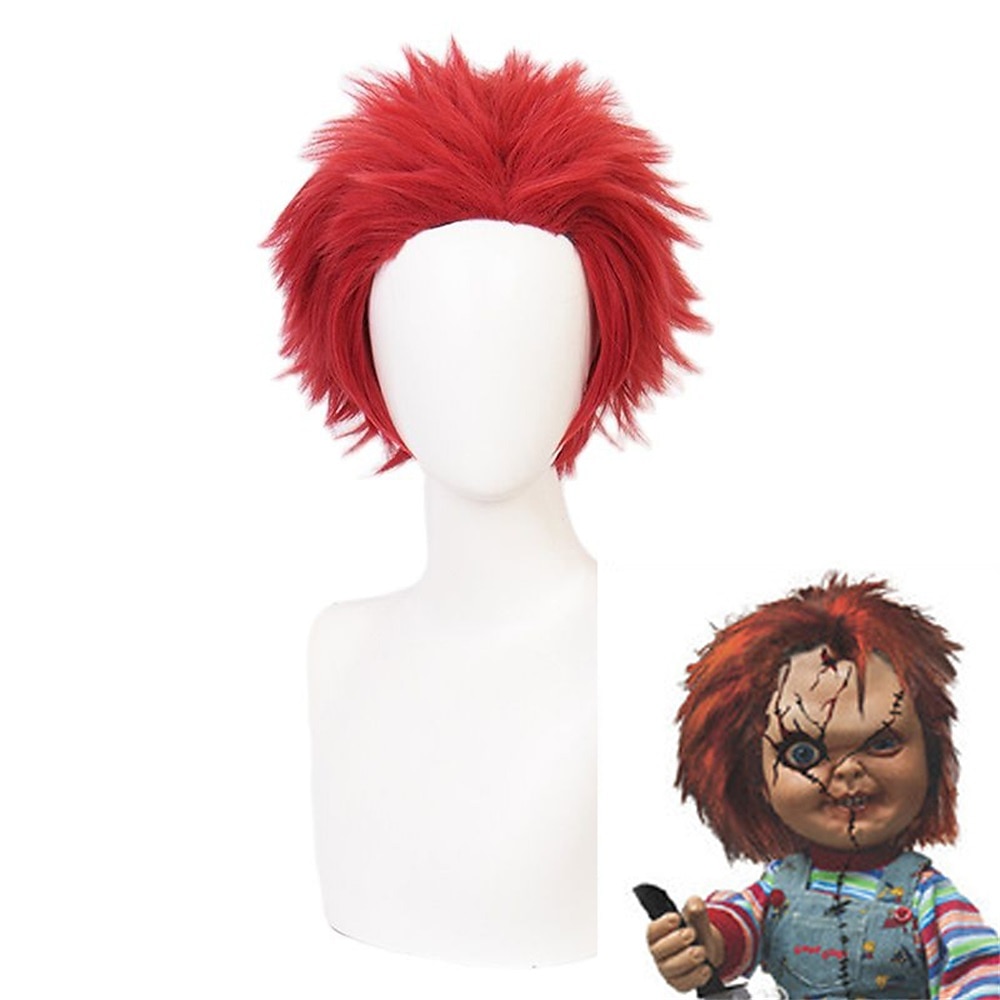 Chucky Cosplay-Perücke mit rotem Rücken, Chuckys Braut, hitzebeständige Cosplay-Perücken, Karnevalsperücken Lightinthebox