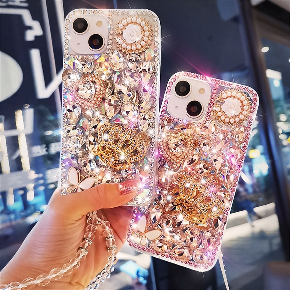 Handy Hülle Handyhüllen Für iPhone 16 iPhone 15 iPhone 14 13 12 11 Pro Max Plus Mini Rückseite Bling Glitzer glänzend Strass Kieselgel Silikon Lightinthebox