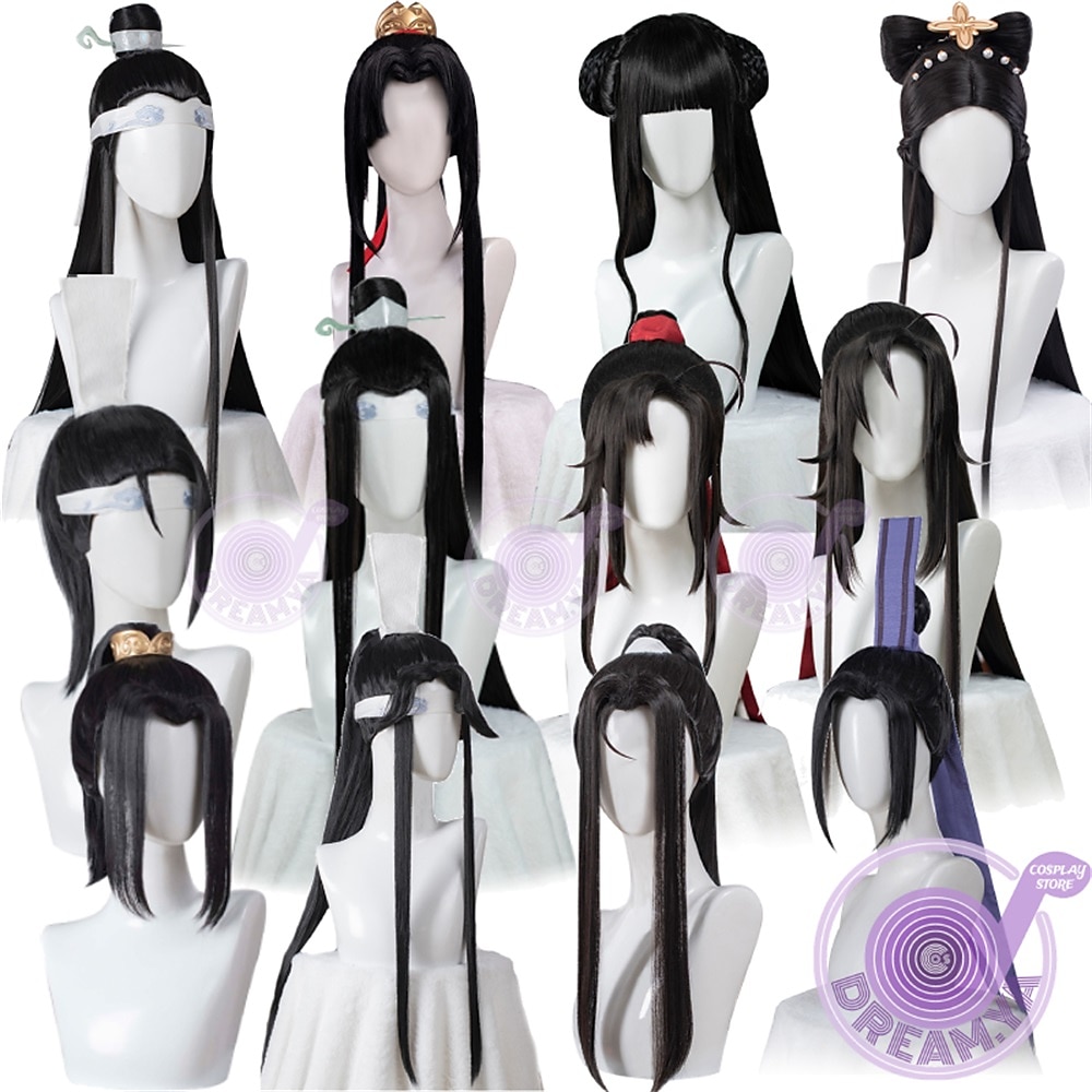 Mo Dao Zu Shi Cosplay Perücke Nur Großmeister der Dämonischen Kultivierung Lan Wangji Wei Wuxian Schwarze Lange Kunsthaar Halloween Perücken Lightinthebox