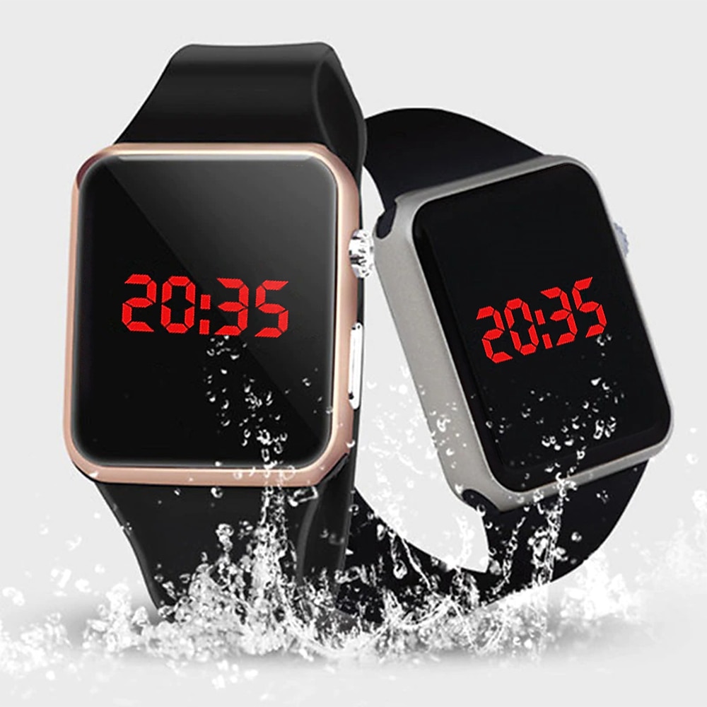 Damen Herren Digitaluhr Armbanduhr Wasserdicht Nachts leuchtend Silikon Beobachten Lightinthebox