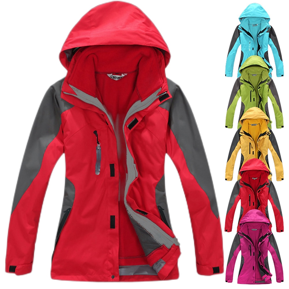 Damen Wandern 3-in-1-Jacken Gorpcore Skijacke Hoodie Jacke Winter Outdoor Thermisch warm wasserdicht winddicht leichte Oberbekleidung Windjacke Trenchcoat Top Jagd Angeln Klettern Gelb Rot Fuchsia Lightinthebox