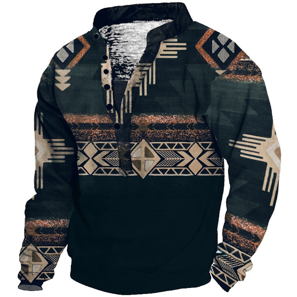 Herren Böhmischer Stil Grafik-Drucke Sweatshirt Pullover Zur Seite fahren Langarm Sweatshirt Stehkragen Strassenmode Designer Ethnisch 3D-Druck Casual Täglich Sport Bedruckt Frühling Sommer Lightinthebox