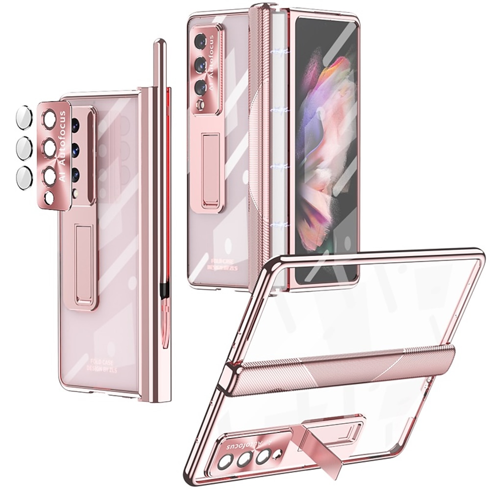 Handy Hülle Handyhüllen Für Samsung Galaxy Z Fold 5 Z Fold 4 Z Fold 3 Ganzkörper-Gehäuse und Displayschutzfolie Ganzkörperschutz Kameraobjektivschutz Durchsichtig Gehärtetes Glas PC Metall Lightinthebox