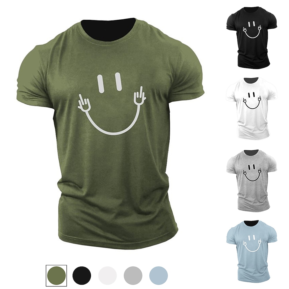 Herren Symbol T Shirt Legerer Stil 100% Baumwolle Kurzarm Grafik Hemd Schwarz Weiß Armeegrün Bequemes T-Shirt Outdoor Strasse Modedesigner-Kleidung Lightinthebox