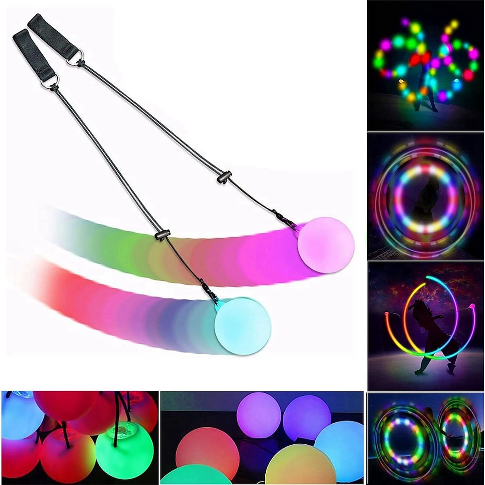 1 Stück LED-Poi-Ball, leuchtender Bauchtanz-Level, handgeworfene Bälle, Yoga-Bewegung, Fitness-Requisiten, leuchtendes Licht, Neon, Festival, Party, Disco, DJ, als Geschenk für Jungenamp;Mädchen Lightinthebox