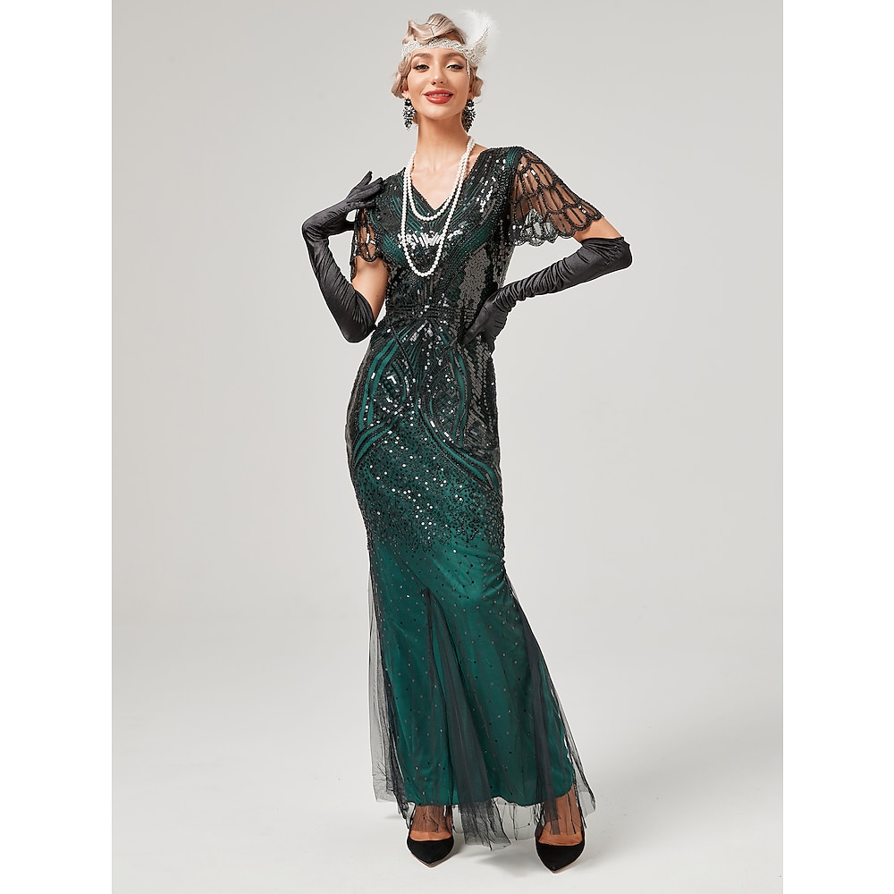 Brüllen 20s 1920s Cocktailkleid Flapper Kleid Kleid Ballkleid Der große Gatsby Charleston Damen Pailletten Normal Karneval Maskerade Hochzeit kleid hochzeitsgast Party-Abendgarderobe Erwachsene Kleid Lightinthebox