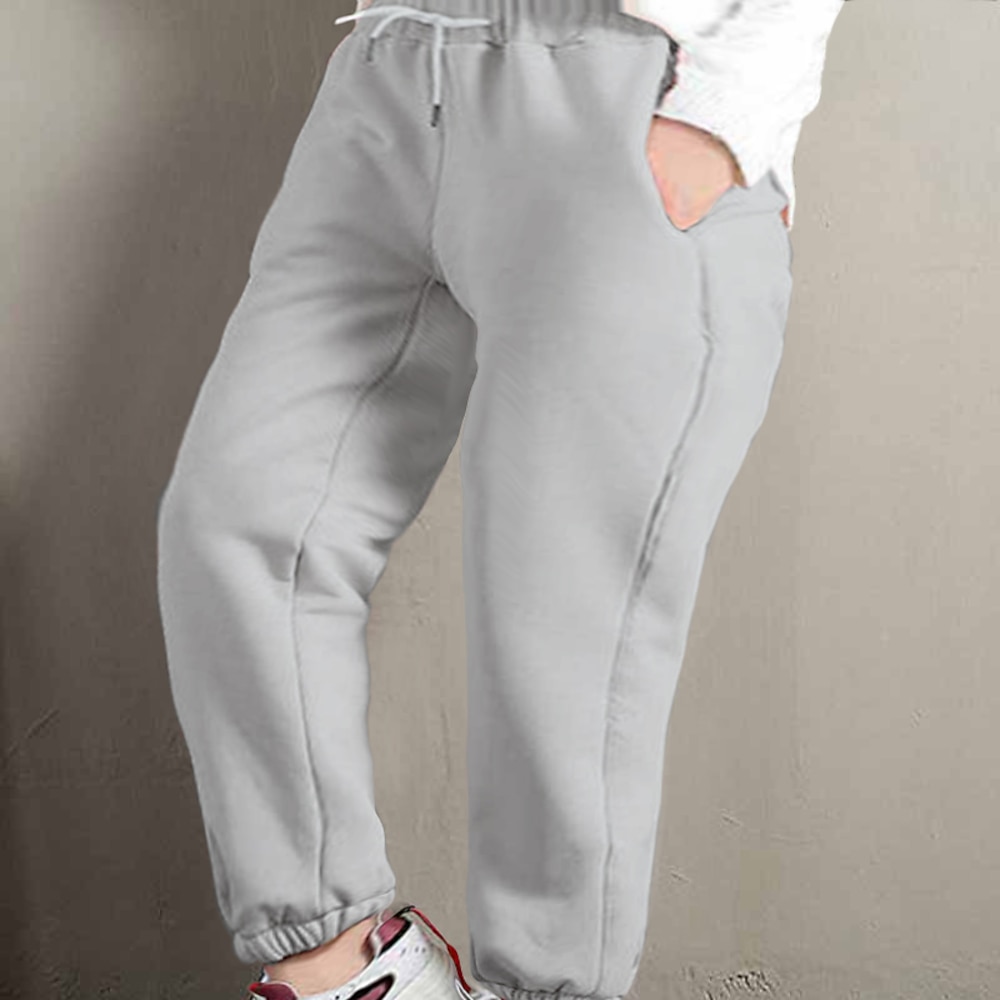 Damen Übergröße Fleecehosen Hosen Hose Sport Brautkleider schlicht Chino In voller Länge Normal Feste Farbe Kordelzug Mikro-elastisch Casual Täglich Festtage Hellgrün Grau Herbst Winter Regular Fit Lightinthebox