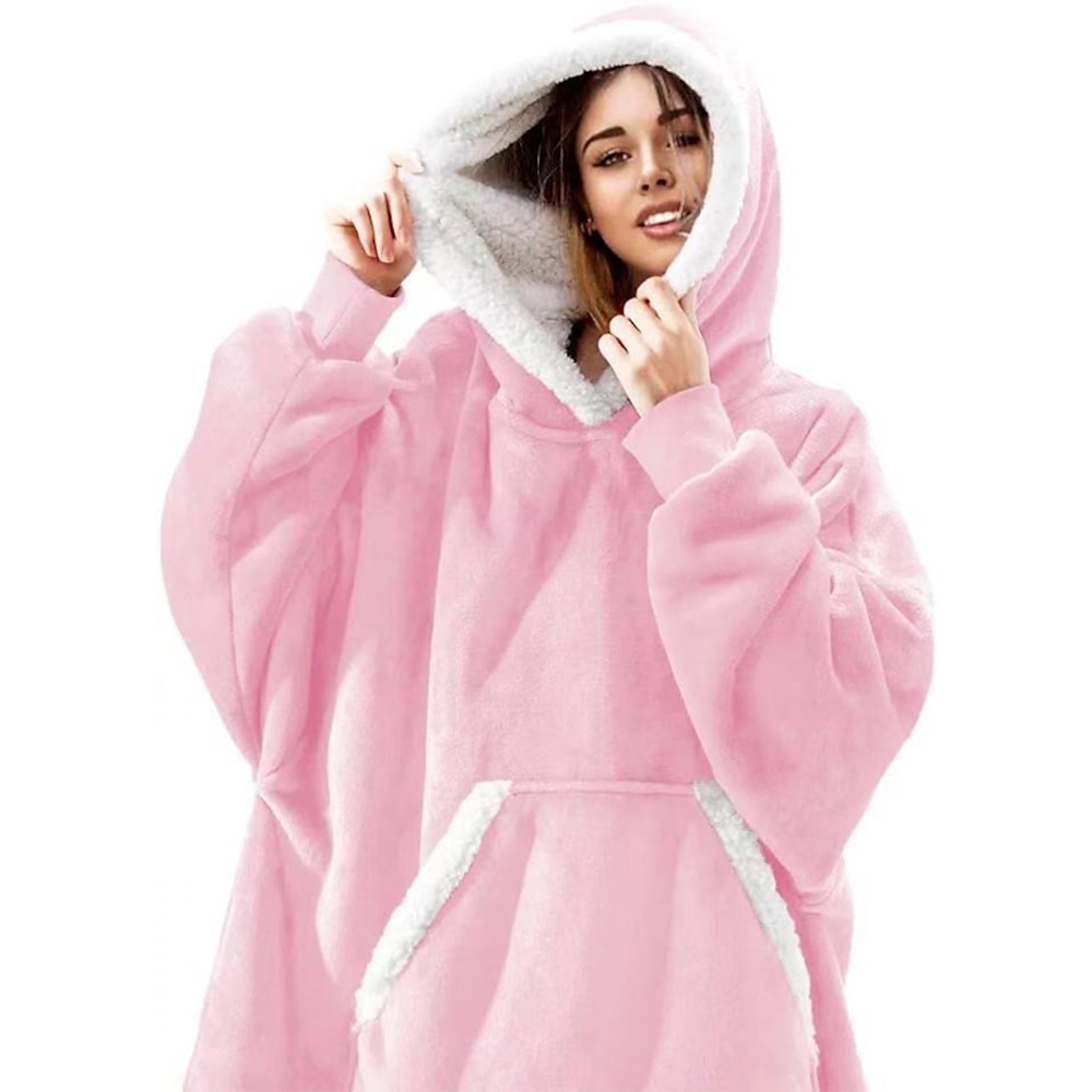 Erwachsene Übergroße Hoodie-Decke Tragbare Decke mit Tasche Feste Farbe Pyjamas-Einteiler Flanell Cosplay Für Herren und Damen Karneval Tiernachtwäsche Karikatur Lightinthebox