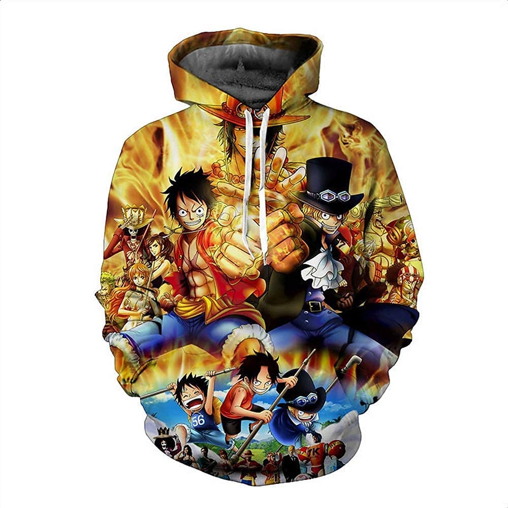 One Piece Film: Rot Affe D. Ruffy Kapuzenshirt Zeichentrick Manga Anime 3D Vordertasche Grafik Für Paar Herren Damen Erwachsene 3D-Druck Lightinthebox