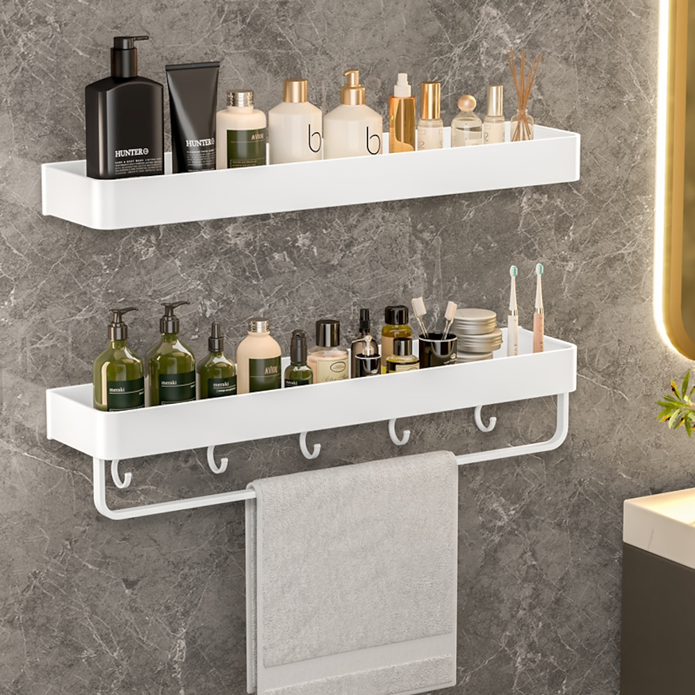 dusche caddy bad regale wand montiert weiß lagerung organizer rack bad küche bad hardware anhänger bad regal raum aluminium dusche rack ecke regal platz bad dusche regal Lightinthebox